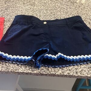 Crown & Ivy Dark Blue Shorts with White Zigzag Trim